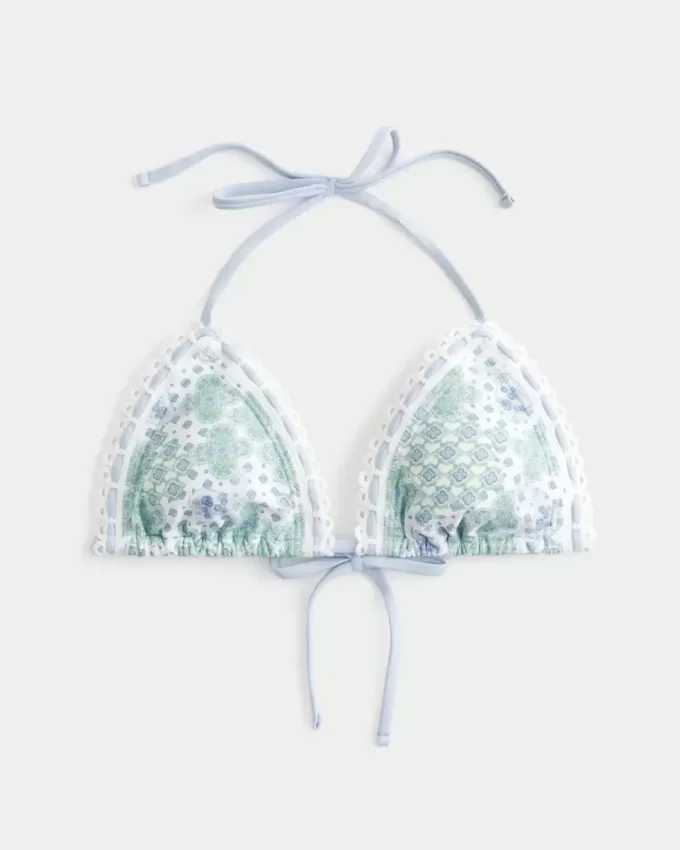 Halter Triangle Bikinitopp i virkad stil
