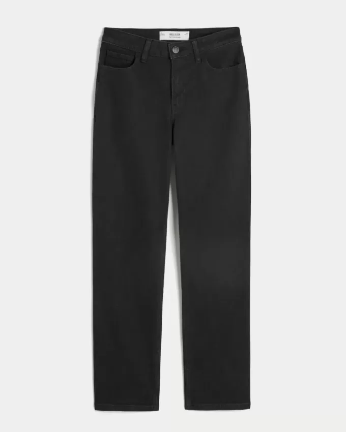 Höga svarta raka jeans Höga svarta raka jeans