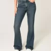 High-Rise Dark Wash Broderade Blommor Flare Jeans High-Rise Dark Wash Broderade Blommor Flare Jeans