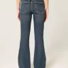 High-Rise Dark Wash Broderade Blommor Flare Jeans High-Rise Dark Wash Broderade Blommor Flare Jeans