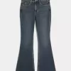 High-Rise Dark Wash Broderade Blommor Flare Jeans High-Rise Dark Wash Broderade Blommor Flare Jeans