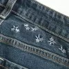 High-Rise Dark Wash Broderade Blommor Flare Jeans High-Rise Dark Wash Broderade Blommor Flare Jeans