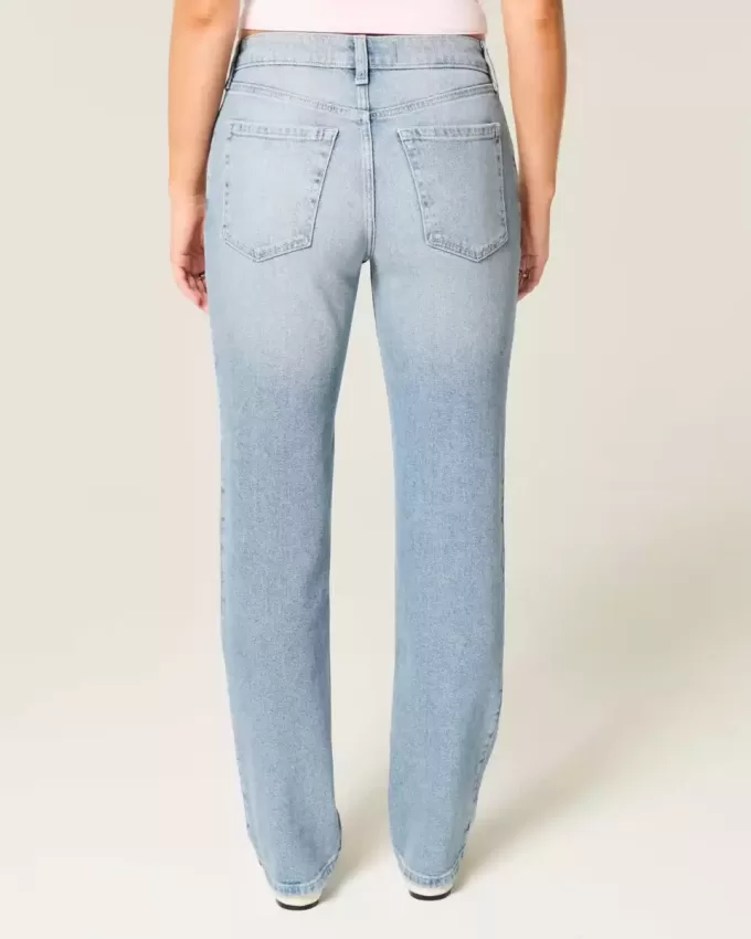 High-Rise Distressed Light Wash Straight Jeans High-Rise Distressed Light Wash Straight Jeans
