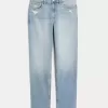 High-Rise Distressed Light Wash Straight Jeans High-Rise Distressed Light Wash Straight Jeans