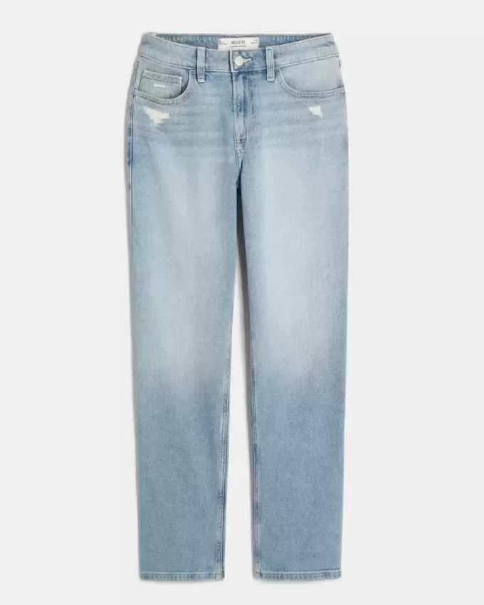 High-Rise Distressed Light Wash Straight Jeans High-Rise Distressed Light Wash Straight Jeans