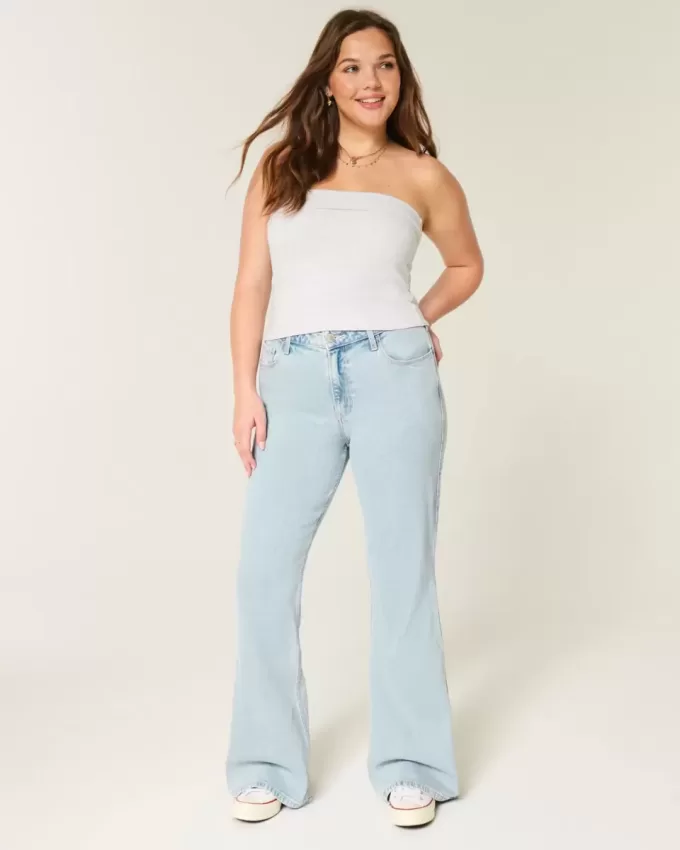High-Rise Light Wash Heart Broderade Flare Jeans High-Rise Light Wash Heart Broderade Flare Jeans