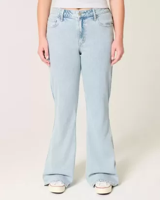 High-Rise Light Wash Heart Broderade Flare Jeans