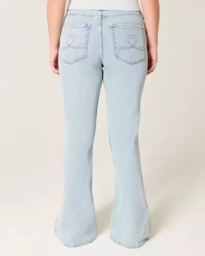 High-Rise Light Wash Heart Broderade Flare Jeans High-Rise Light Wash Heart Broderade Flare Jeans
