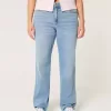 High-Rise Light Wash Straight Jeans