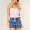 High-Rise Medium Wash Blommiga broderade A-line jeansshorts High-Rise Medium Wash Blommiga broderade A-line jeansshorts