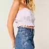 High-Rise Medium Wash Blommiga broderade A-line jeansshorts High-Rise Medium Wash Blommiga broderade A-line jeansshorts