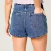 High-Rise Medium Wash Blommiga broderade A-line jeansshorts High-Rise Medium Wash Blommiga broderade A-line jeansshorts