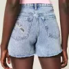 High-Rise Medium Wash Shell broderade baggy jeansshorts 5″ High-Rise Medium Wash Shell broderade baggy jeansshorts 5″