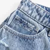 High-Rise Medium Wash Shell broderade baggy jeansshorts 5″ High-Rise Medium Wash Shell broderade baggy jeansshorts 5″