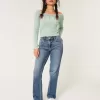High-Rise Medium Wash Straight Jeans