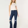 High-Rise Ripped Dark Wash Flare Jeans High-Rise Ripped Dark Wash Flare Jeans
