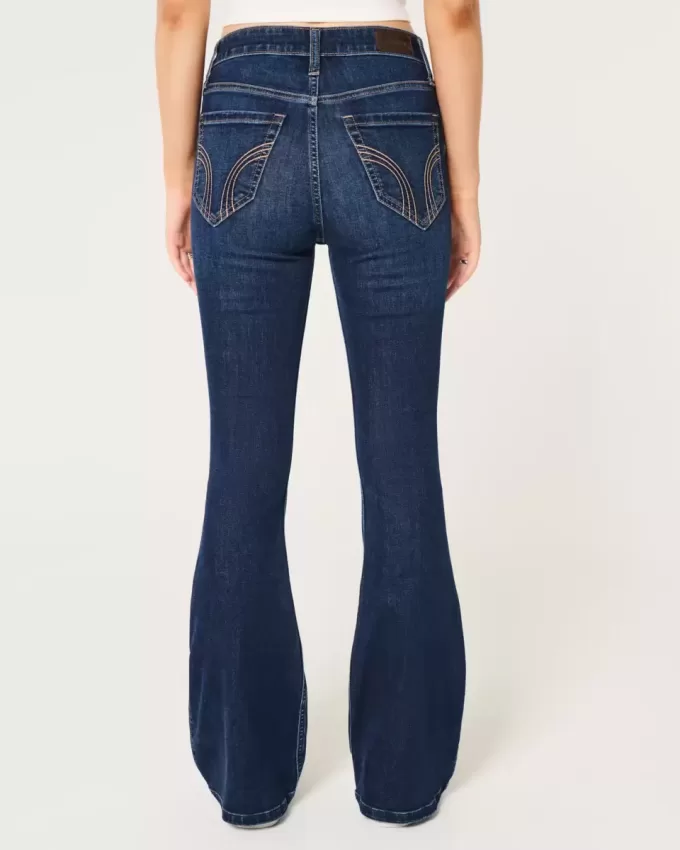 High-Rise Ripped Dark Wash Flare Jeans High-Rise Ripped Dark Wash Flare Jeans