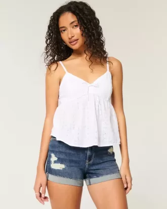 High-Rise Ripped Dark Wash Shortie Shortie Shorts