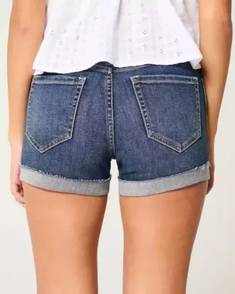 High-Rise Ripped Dark Wash Shortie Shortie Shorts