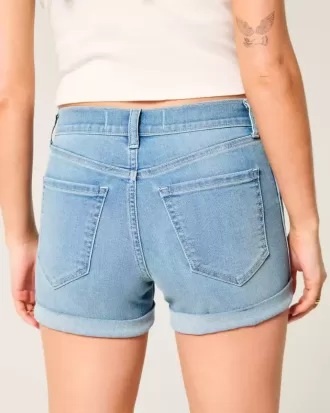 High-Rise Ripped Medium Light Wash Shortieshorts i denim