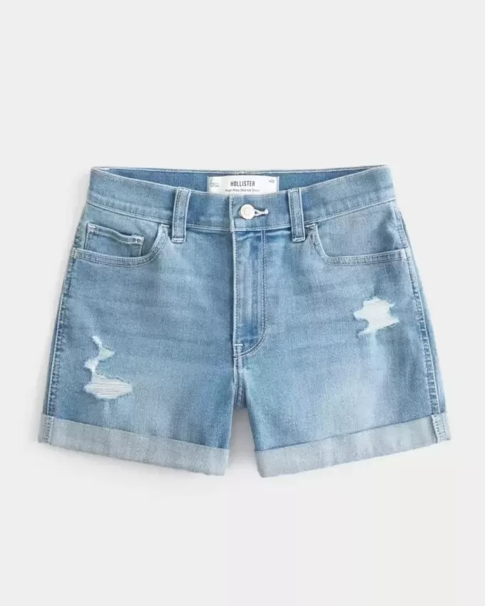 High-Rise Ripped Medium Light Wash Shortieshorts i denim High-Rise Ripped Medium Light Wash Shortieshorts i denim