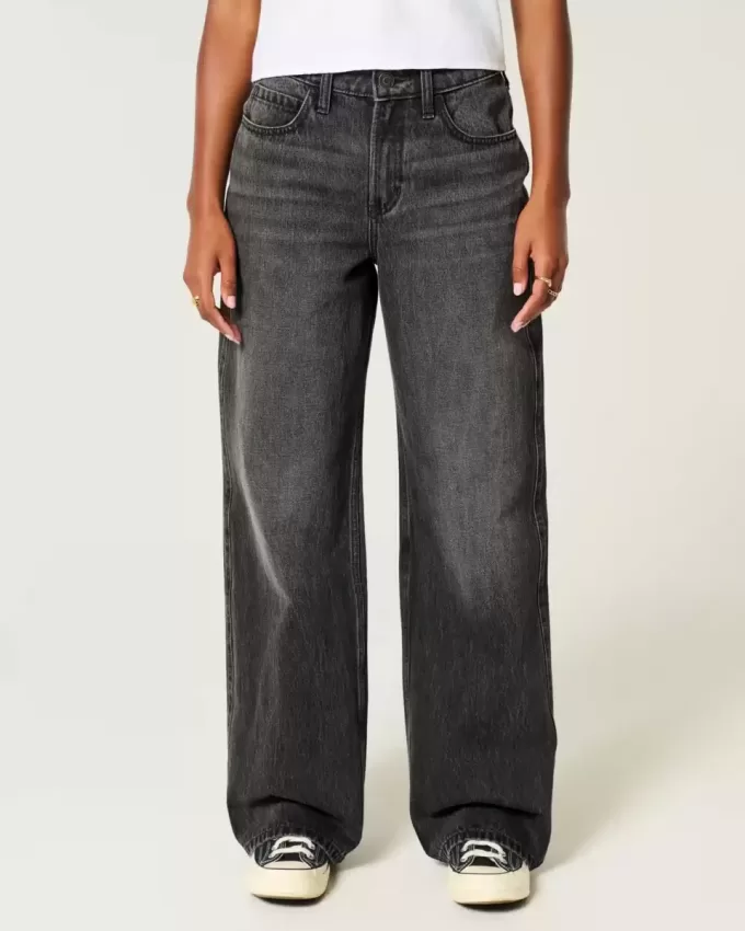 High-Rise tvättade svarta baggy jeans High-Rise tvättade svarta baggy jeans