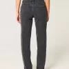 High-Rise tvättade svarta raka jeans High-Rise tvättade svarta raka jeans