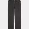 High-Rise tvättade svarta raka jeans High-Rise tvättade svarta raka jeans