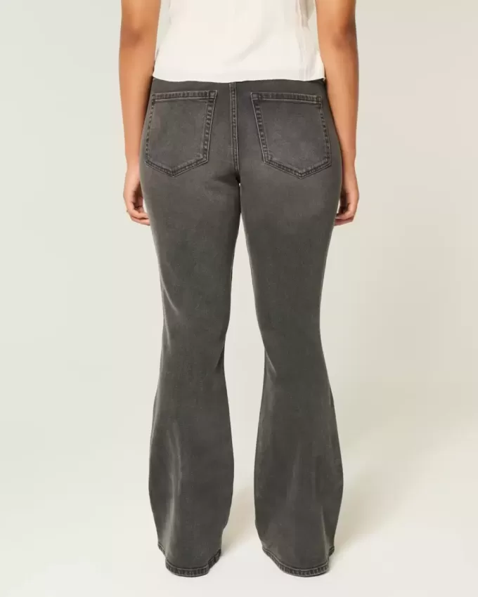 High-Rise Washed Black Broderade Flare Jeans High-Rise Washed Black Broderade Flare Jeans