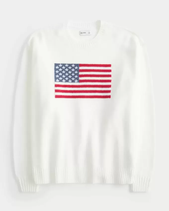 Hollister Comfy Cloud American Flag Graphic Crew-tröja