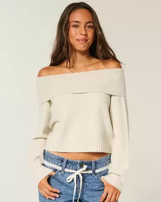 Hollister Comfy Cloud Foldover Off-the-Soulder tröja Hollister Comfy Cloud Foldover Off-the-Soulder tröja