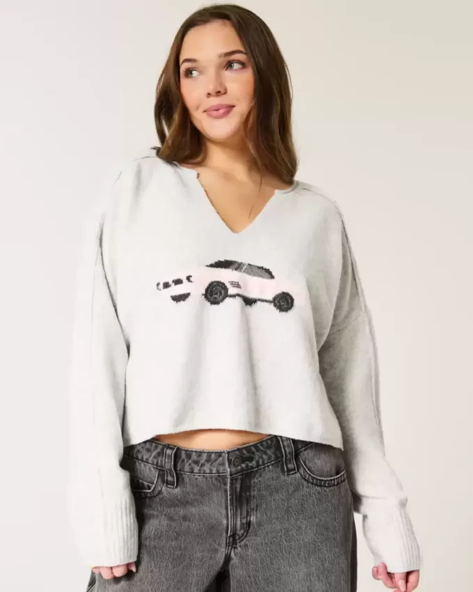 Hollister Comfy Cloud Graphic tröja med notch-neck