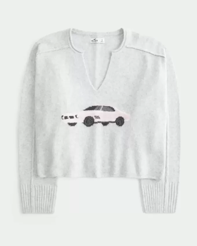 Hollister Comfy Cloud Graphic tröja med notch-neck