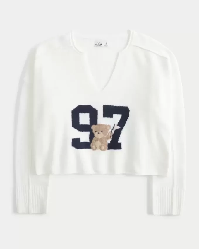 Hollister Comfy Cloud Graphic tröja med notch-neck