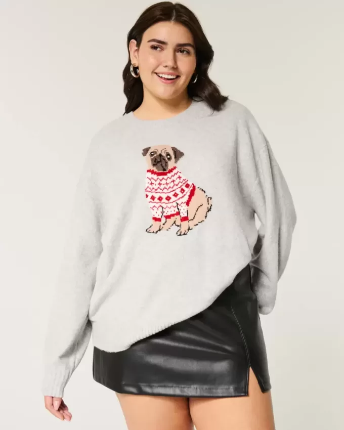 Hollister Comfy Cloud Puppy Graphic Crew tröja