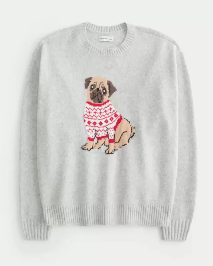 Hollister Comfy Cloud Puppy Graphic Crew tröja