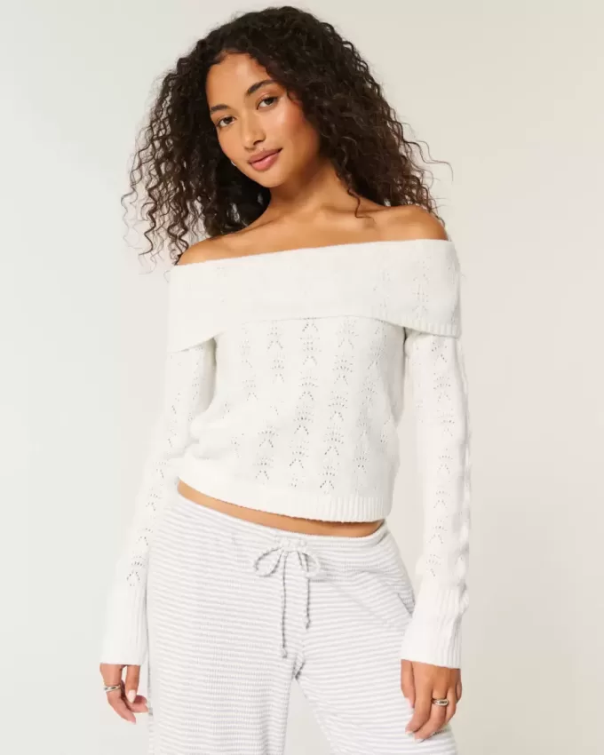 Hollister Comfy Cloud Stitchy Off-the-Soulder tröja