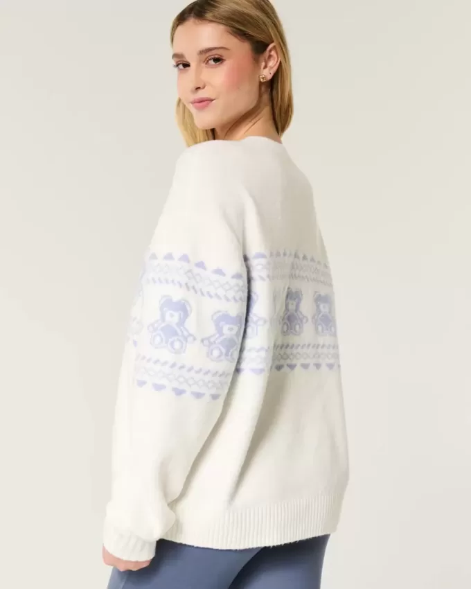 Hollister Comfy Cloud Teddy Bear Graphic Crew Sweater Hollister Comfy Cloud Teddy Bear Graphic Crew Sweater