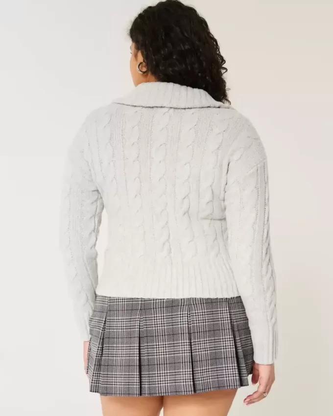 Hollister Comfy Cloud Zip-Up kabelstickad tröja