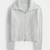 Hollister Comfy Cloud Zip-Up kabelstickad tröja