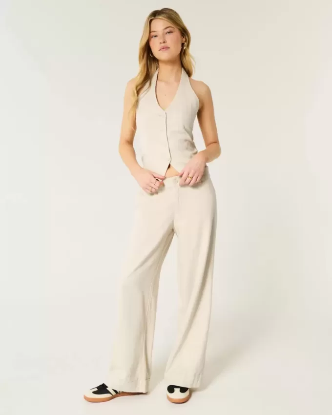 Hollister Livvy Low-Rise Wide-Leg byxor Hollister Livvy Low-Rise Wide-Leg byxor