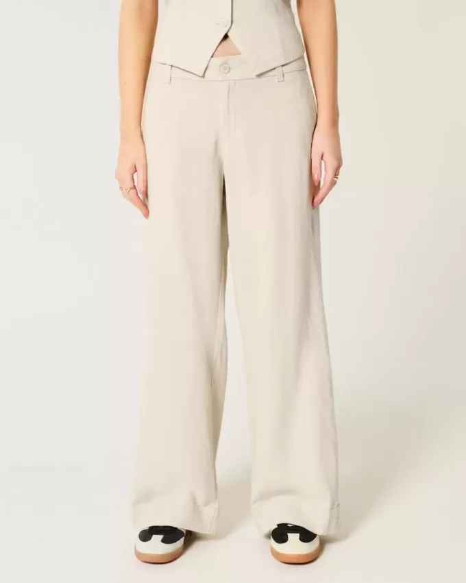 Hollister Livvy Low-Rise Wide-Leg byxor Hollister Livvy Low-Rise Wide-Leg byxor