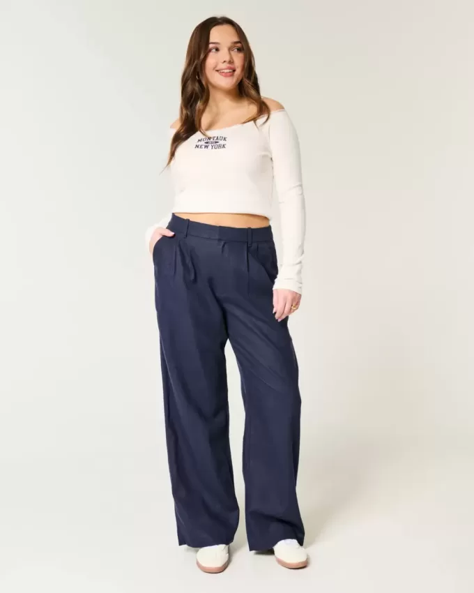 Hollister Livvy Ultra High-Rise linne-blandning vid benbyxor Hollister Livvy Ultra High-Rise linne-blandning vid benbyxor