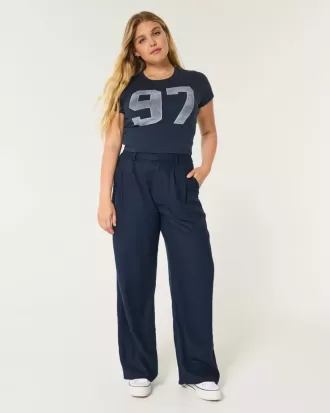 Hollister Livvy Ultra High-Rise Linne Blend Byxor med vida ben