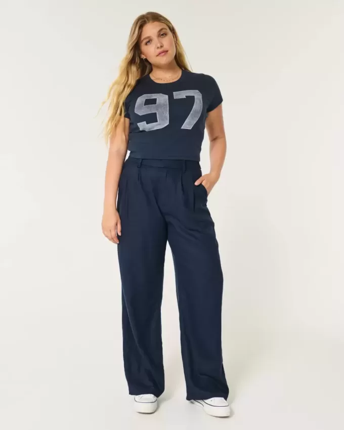 Hollister Livvy Ultra High-Rise Linne Blend Byxor med vida ben Hollister Livvy Ultra High-Rise Linne Blend Byxor med vida ben