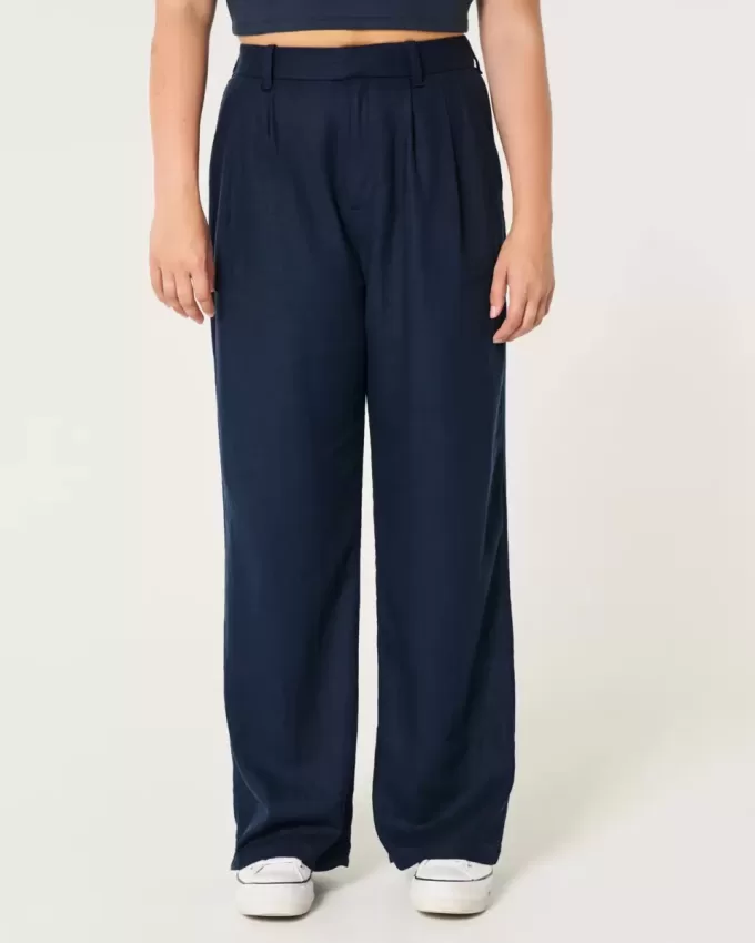 Hollister Livvy Ultra High-Rise Linne Blend Byxor med vida ben Hollister Livvy Ultra High-Rise Linne Blend Byxor med vida ben