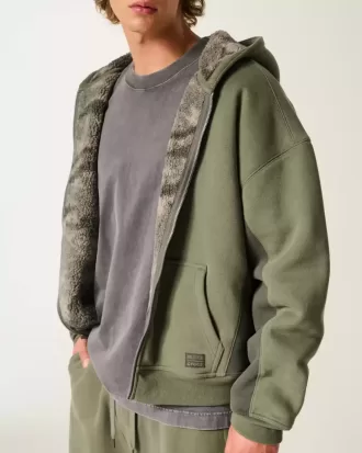 Hollister x Crocs Sherpa-fodrad luvtröja med dragkedja