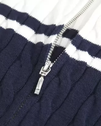 Kabelstickad Mock-Neck Zip-Up tröja