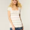 Kortärmad Henley Babydoll Topp Kortärmad Henley Babydoll Topp