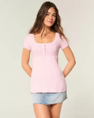 Kortärmad Henley Babydoll Topp